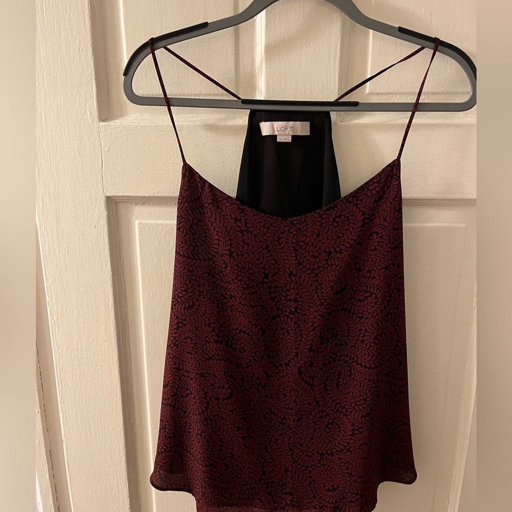Loft Maroon Paisley Silky Strappy Tank